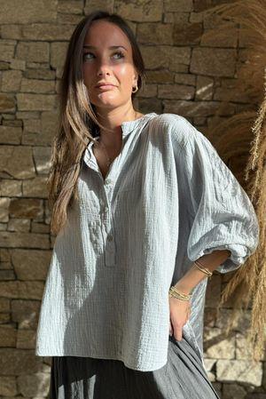 Suri Cushion Cotton Laurie Blouse Smoke - 